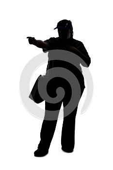 Silhouette of a Woman Pointing Forward