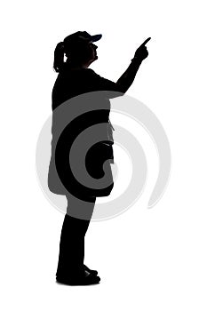 Silhouette of a Woman Pointing Forward