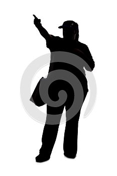 Silhouette of a Woman Pointing Forward