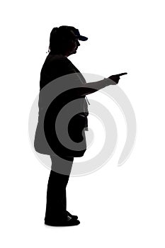 Silhouette of a Woman Pointing Forward