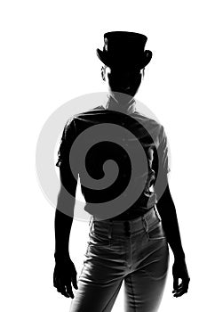 Silhouette Of Woman Prepared For Riding