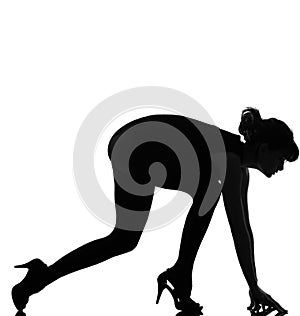 Silhouette woman ready to sprint