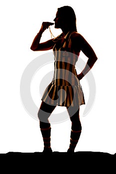 Silhouette woman referee whistle