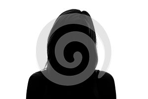 Silhouette of a woman's face on a white background