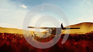 silhouette woman sitting on plane wing