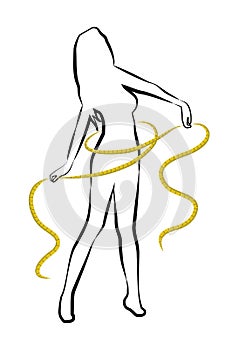 Silhouette woman with yellow metre photo