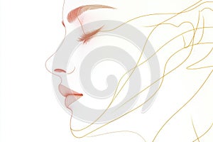 Exploring the beauty of the golden ratio in the silhouette of a womans face with delicate lines and features. Generative photo