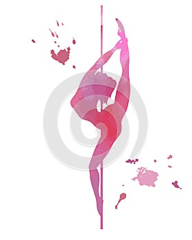 Silhouette women pole dance bilmam pink