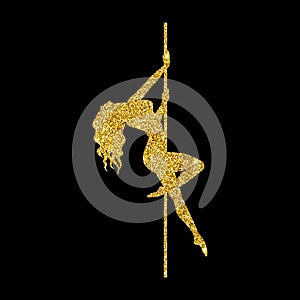 Silhouette women pole dance exotic gold glitter