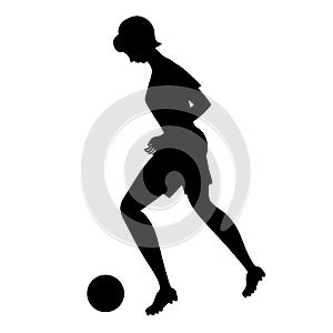 silhouette women profile soccer football black