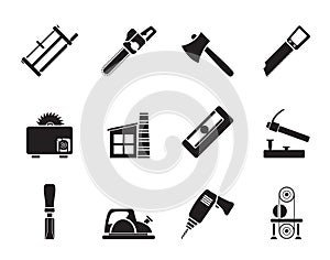 Silhouette Woodworking industry and Woodworking tools icons