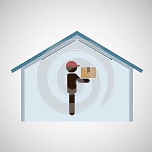 Silhouette worker delivery box storage