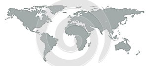 Silhouette world map on white background