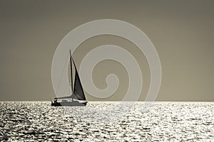 Silhouette of yacht