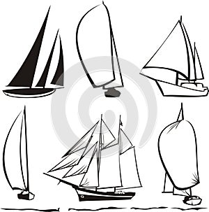 Silhouette of yachts