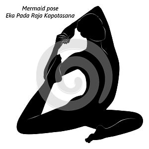 Silhouette of yoga pose Eka Pada Raja Kapotasana.