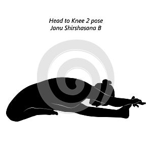 Silhouette of yoga pose Janu Shirshasana B.