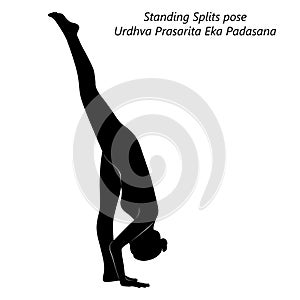 Silhouette of yoga. Urdhva Prasarita Eka Padasana photo