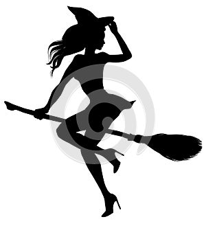 Witch flying on a broomstick silhouette 3