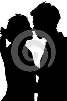 Silhouette young couple in love