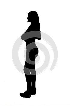silhouette of young girl on white background