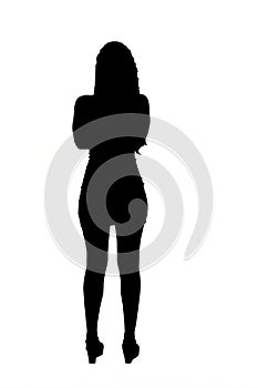 silhouette of young girl on white background