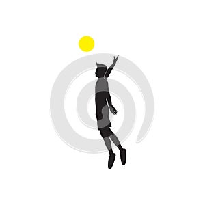 Silhouette young man jump smash volley logo design, vector graphic symbol icon illustration creative idea