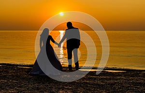 Silhouette of young marriages