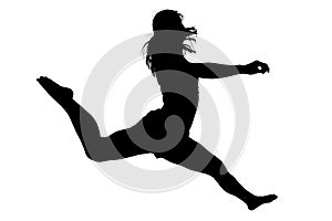 Silhouette Young Woman Jumping 2