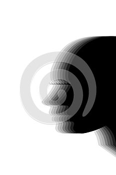 Silhouette of a young woman`s head in profile, with gradient from black to white in percentage steps, as a concept of feminism, photo