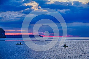 Silhouetted Boaters on Lake Michigan Near Ephraim, WI