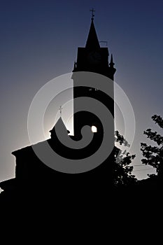 Silhouetted church at Monforte