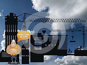 Silhouetted construction site development