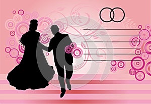 Silhouetted couple on pink