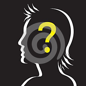 Silhouetted Human Head With Question mark Symbol