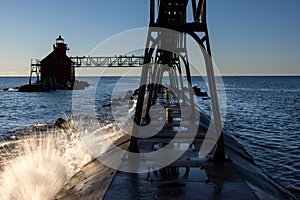 A Silhouetted Lake Michigan Lighthouse