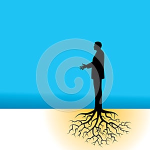 Silhouetted man with roots