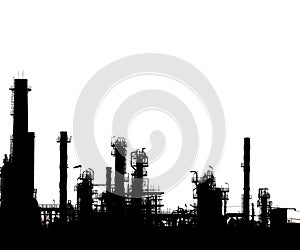 Silhouetted of oil refinery