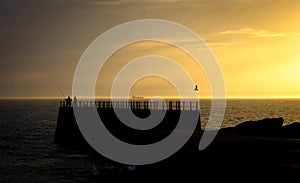 Silhouetted Pier at Sunset