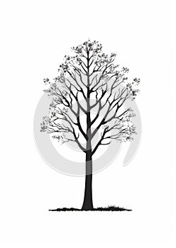Silhouetted Poplar Tree Vector On White Background