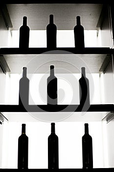 Silhouetted Wine Bottles