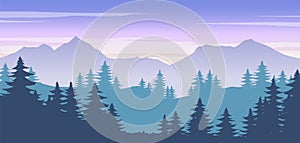 Silhouettedesign of  pine jungle