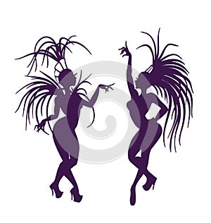 Silhouettes of attractive samba queen