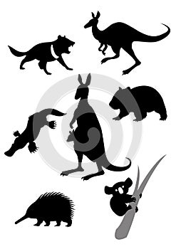 Silhouettes of australian animals