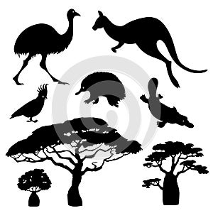 Silhouettes of Australian animals