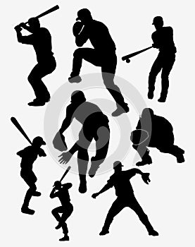 Silhouettes of baseball players