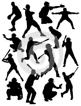 Silhouettes of baseball players vector