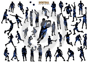 Silhouettes of Basketball Players Vector. Big set