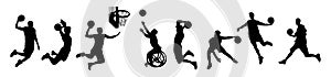 Silhouettes of basketball players vector on white