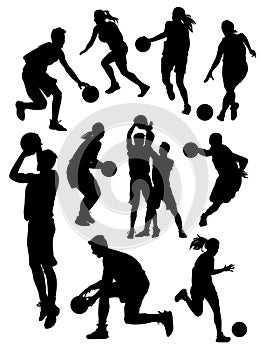 Silhouettes of basketball vector